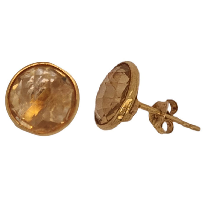 Vida Citrine Gold plate Sterling Silver Stud Earrings