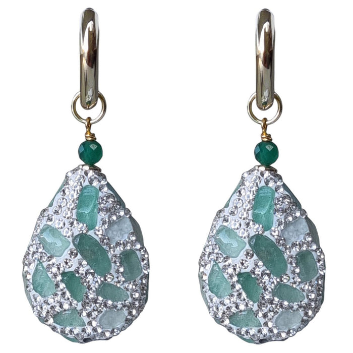 Emerald, Aventurine and Green Onyx Hoop