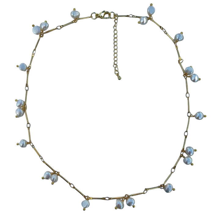 Pearl Choker Freshwater Pearl Gold or Silver Necklace