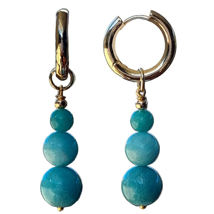 Blayr Amazonite Three stone Hoop Earrings