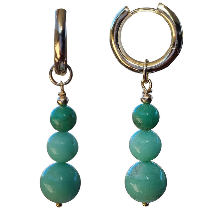 Blayr Chrysophase Three stone Hoop Earrings