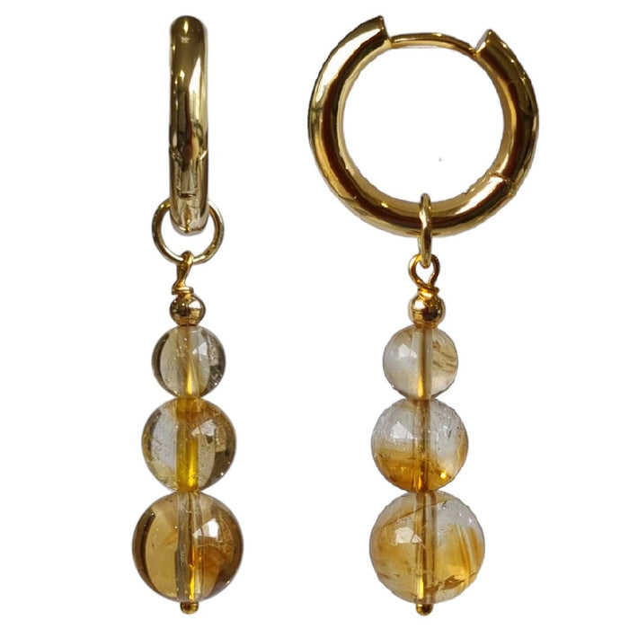 Blayr Citrine Three stone Hoop Earrings