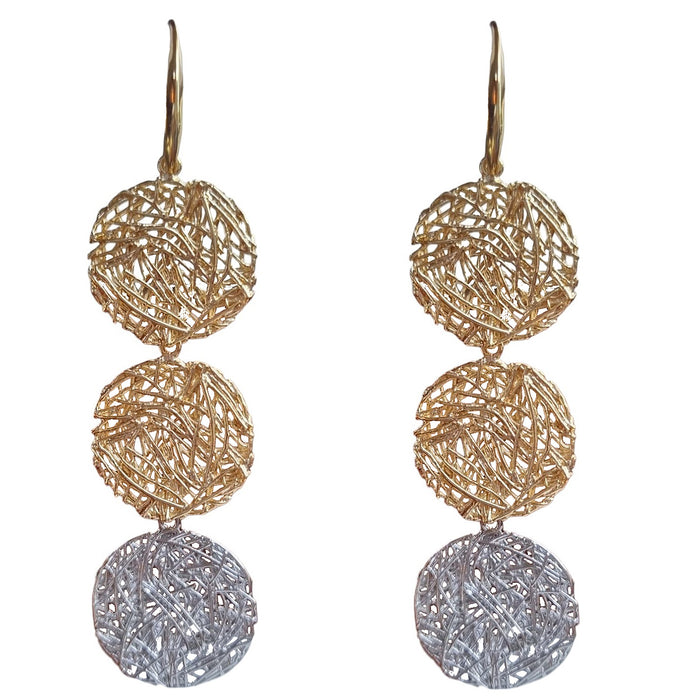 Olivia Gold and Platinum Triple Circle Earrings