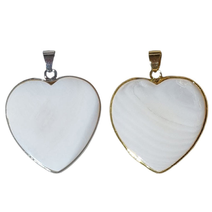 Sage Mother Of Pearl Heart Pendant Charms