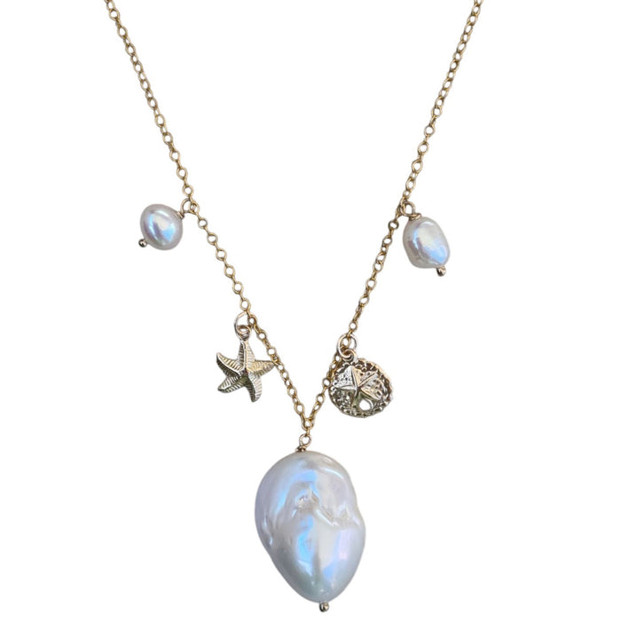 Sea Breeze Pearl Charm Necklace