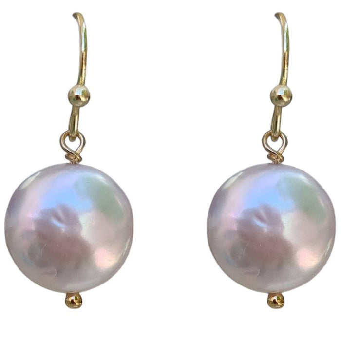 Freshwater Coin Earrings Sterling silver or Gold Filled