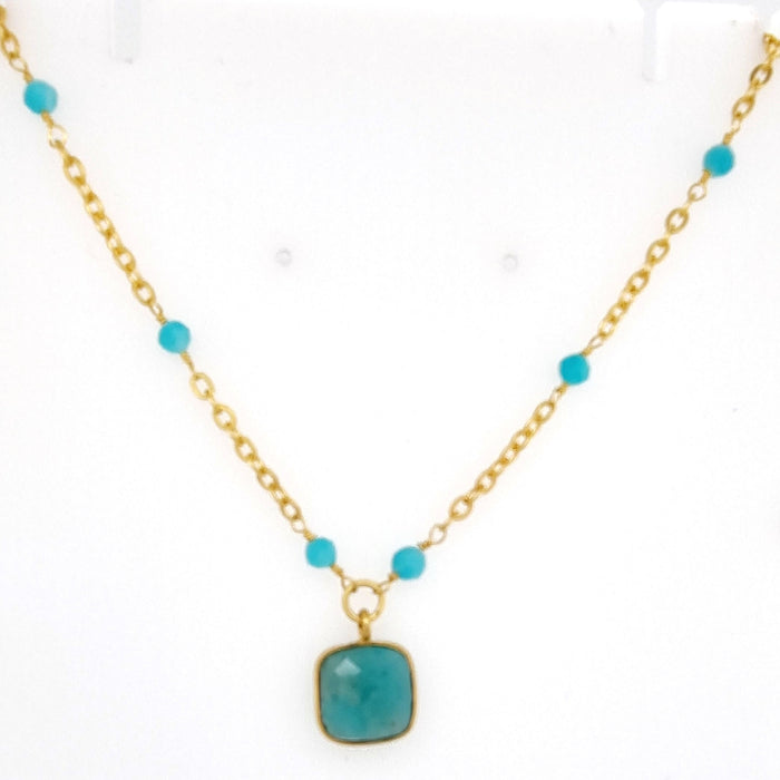 Callala Amazonite Beaded chain pendant Necklace