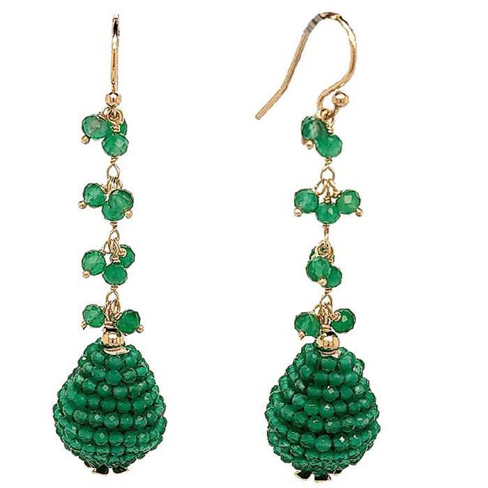 Ann Gemstone drop Earrings - Green Onyx