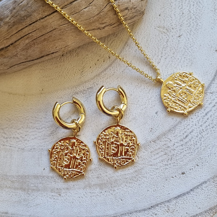 Ursula Coin Hoop Earrings