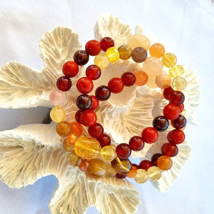 Sol Citrine, Garnet, Sunstone & Coral Bracelet