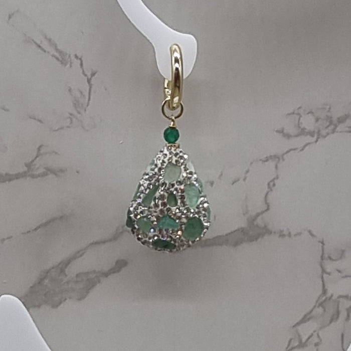 Emerald, Aventurine and Green Onyx Hoop
