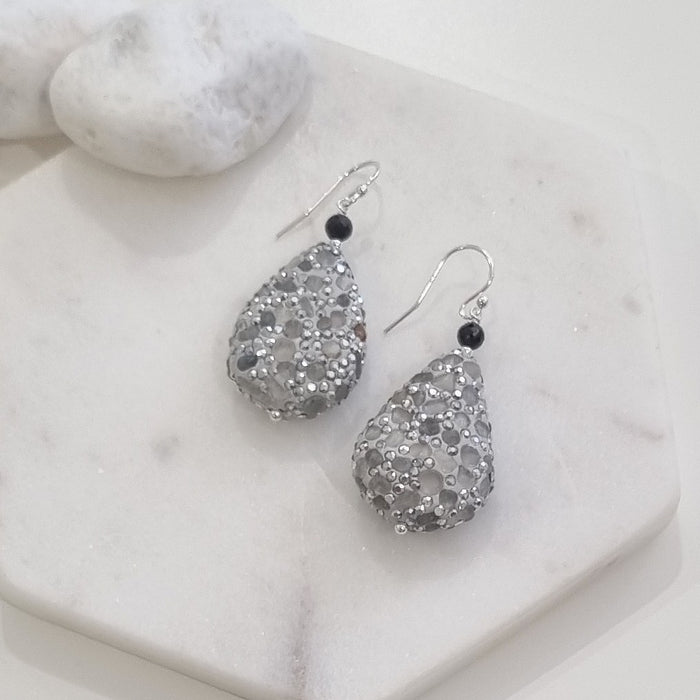 Labradorite and Spinel Sterling Silver Earrings