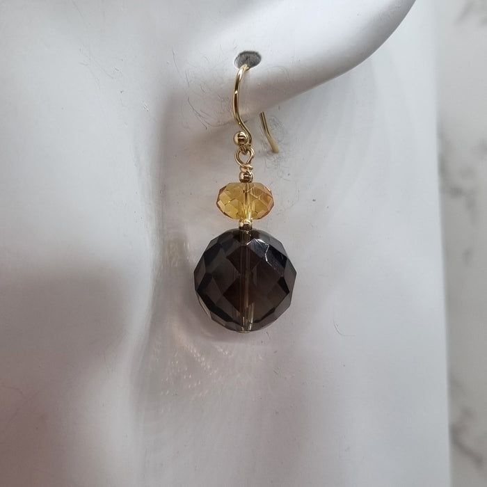 Bespoke Smokey Quartz and Citrine Gold Filled Earrings