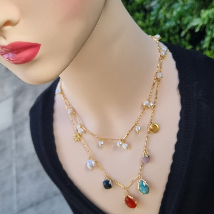 Pearl Choker Freshwater Pearl Gold or Silver Necklace