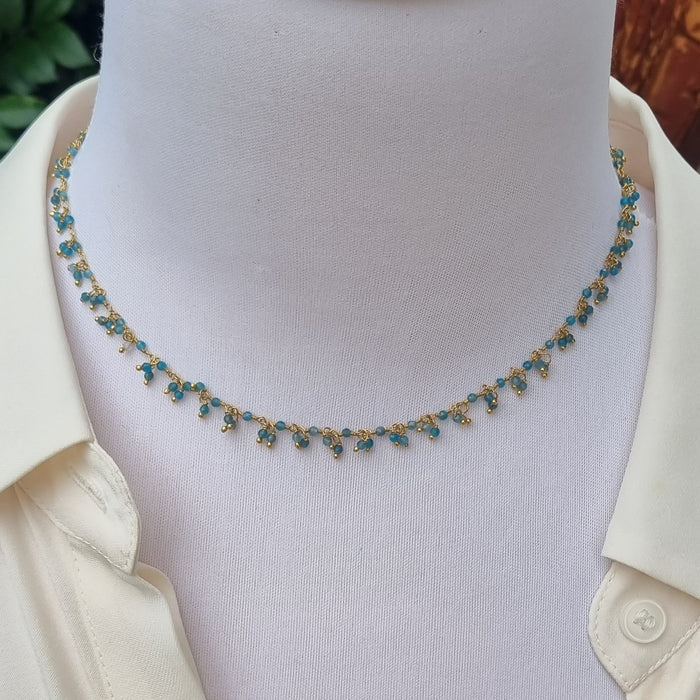 Raindrop multi drop Neon Apatite necklace