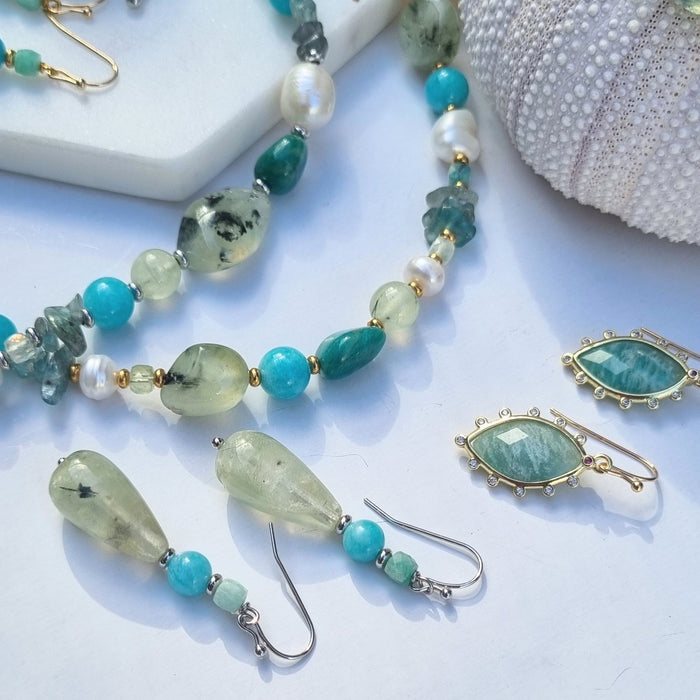 Serenity Amazonite and Prehnite Earrings
