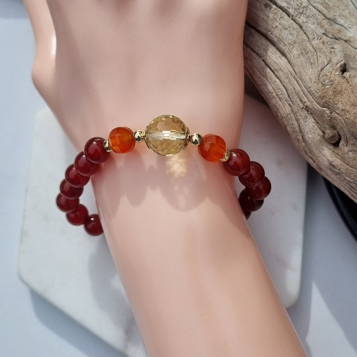 Sarah Citrine and Carnelian gold Filled Bracelet