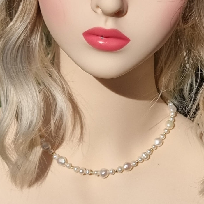 Leya Freshwater Pearl Choker Necklace Sterling Silver or Gold filled