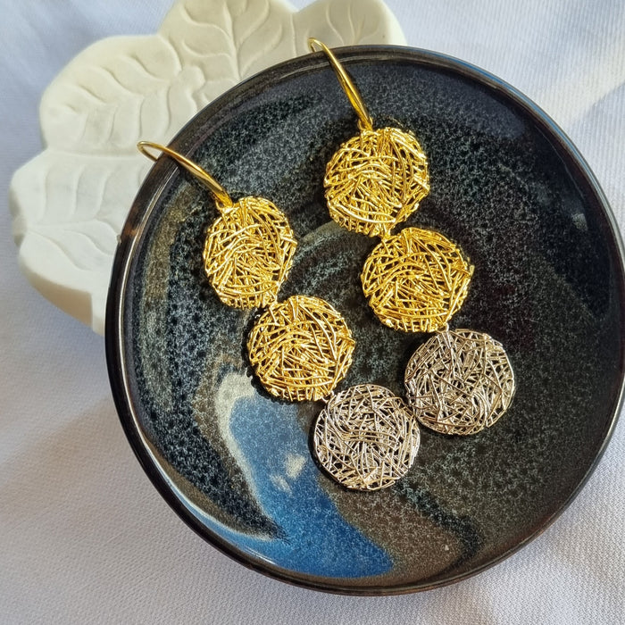 Olivia Gold and Platinum Triple Circle Earrings