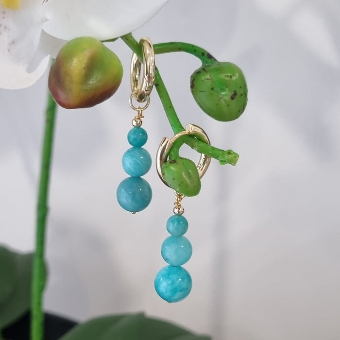 Blayr Amazonite Three stone Hoop Earrings