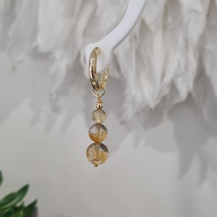 Blayr Citrine Three stone Hoop Earrings