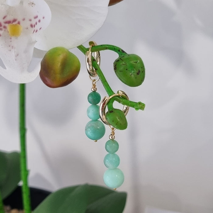 Blayr Chrysophase Three stone Hoop Earrings