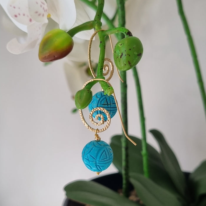 Ila Carved Turquoise Earrings