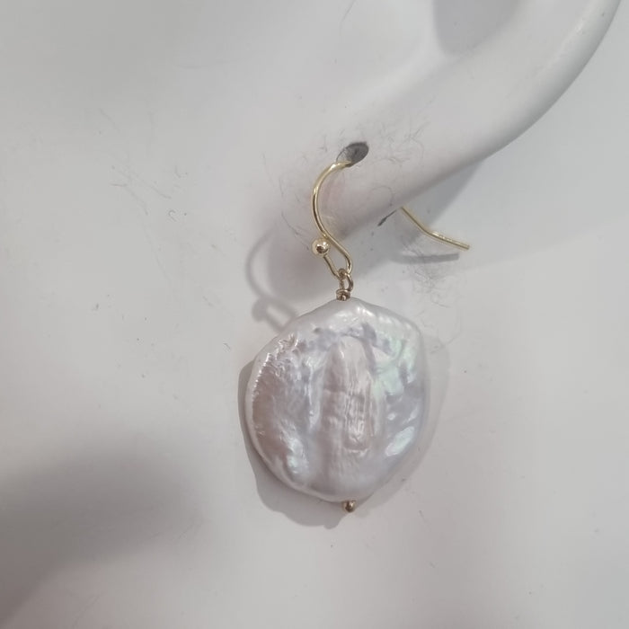 Tully Large Freshwater Coin Earrings