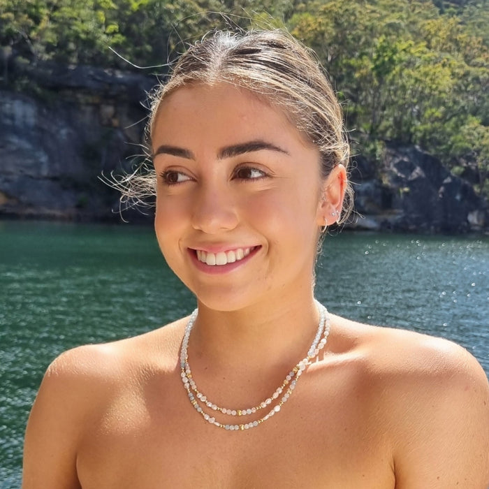 Tusei Aquamarine and Pearl Necklace