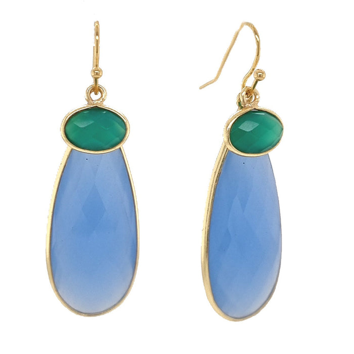 Kate Chalcedony & Green Onyx Double Pendant Earrings