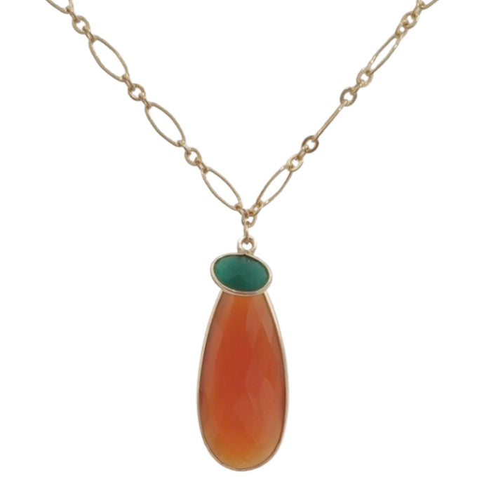 Kate Carnelian & Green Onyx Double Pendant Necklace