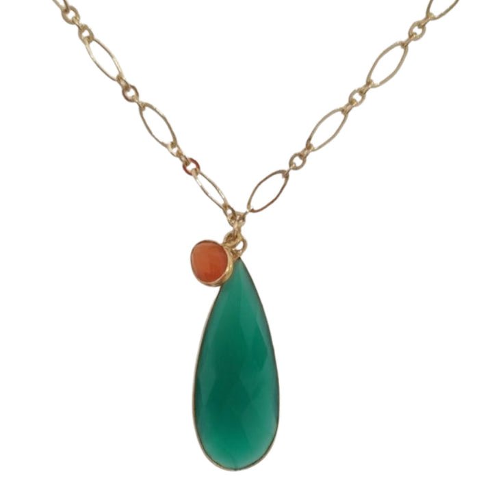 Kate Green Onyx & Carnelian Double Pendant Necklace