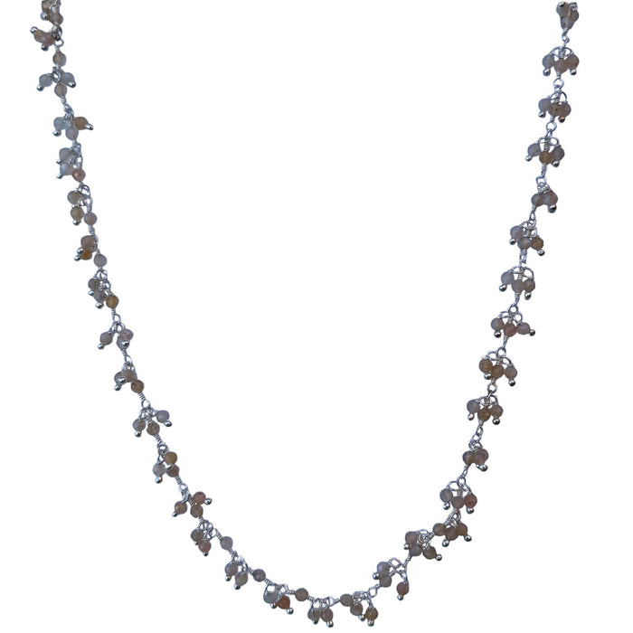 Raindrop multi drop Peach Moonstone necklace