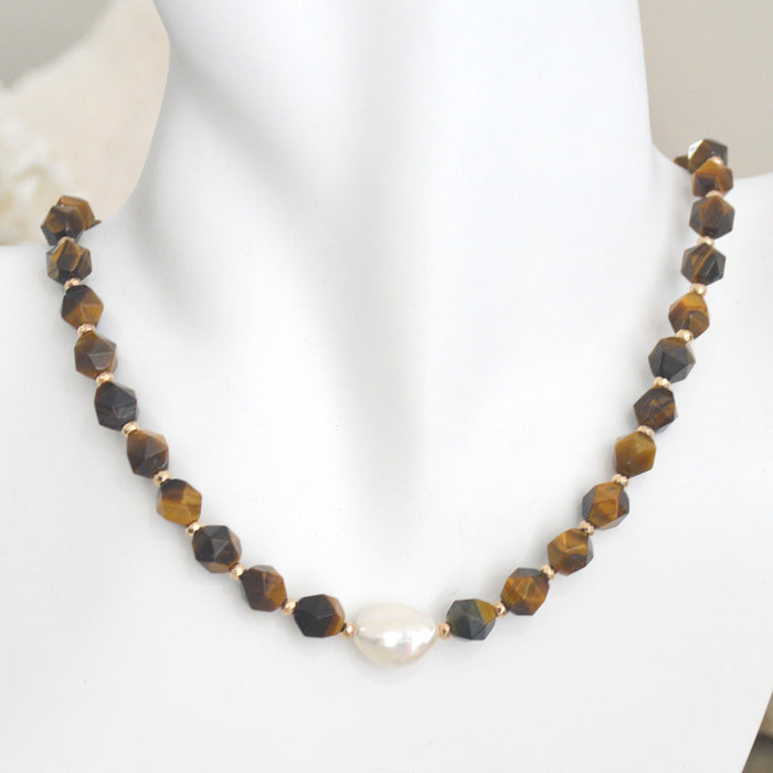 Star Keshi Pearl Tiger Eye Necklace