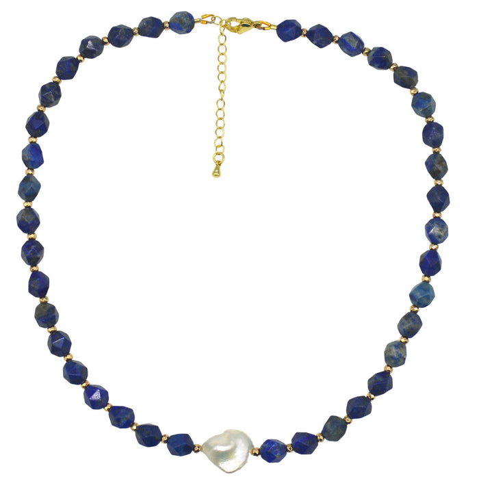 Star Keshi Pearl Lapis Lazuli Necklace