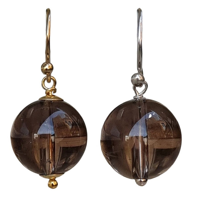 Venus Smokey Quartz Earrings Sterling Silver or 14k Gold Filled
