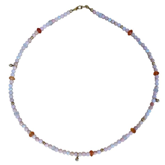 Gianna Pink Opal with Carnelian or Mystic Quartz Necklace