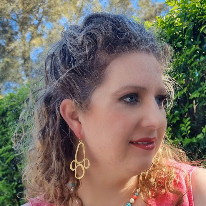 Azal Long Oval Ring Matt Gold or Silver Earrings