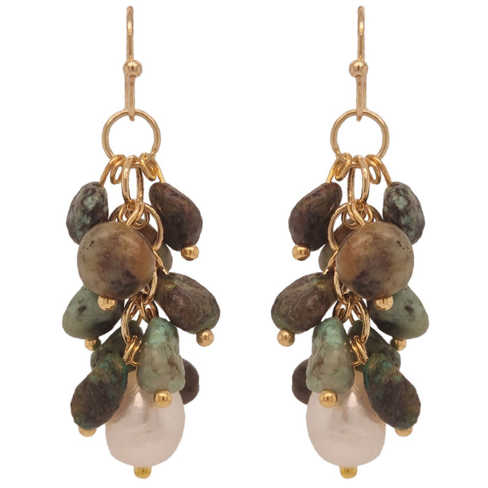 Alighieri Freshwater Pearl Gemstone Earrings - African Turquoise