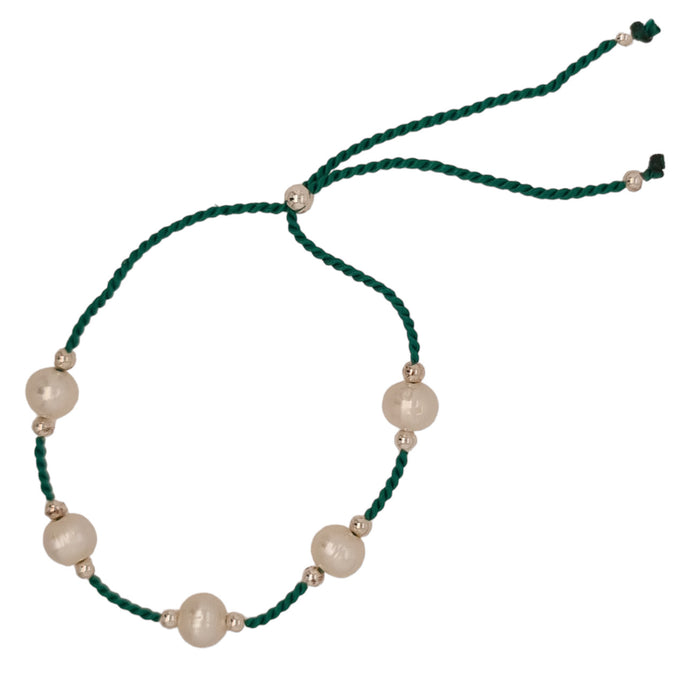 Dena Freshwater Pearl, Silk Sterling Silver or 14k Gold Bracelet 10 COLOURS