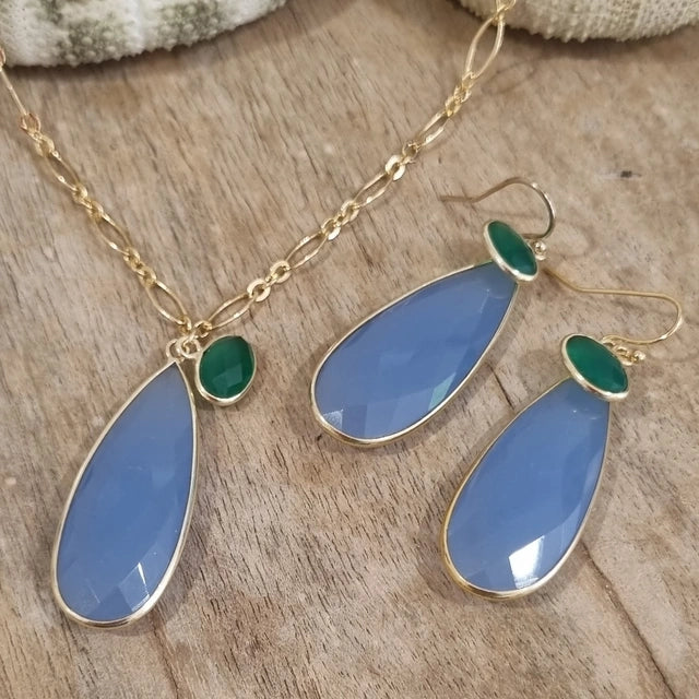 Kate Chalcedony & Green Onyx Double Pendant Earrings