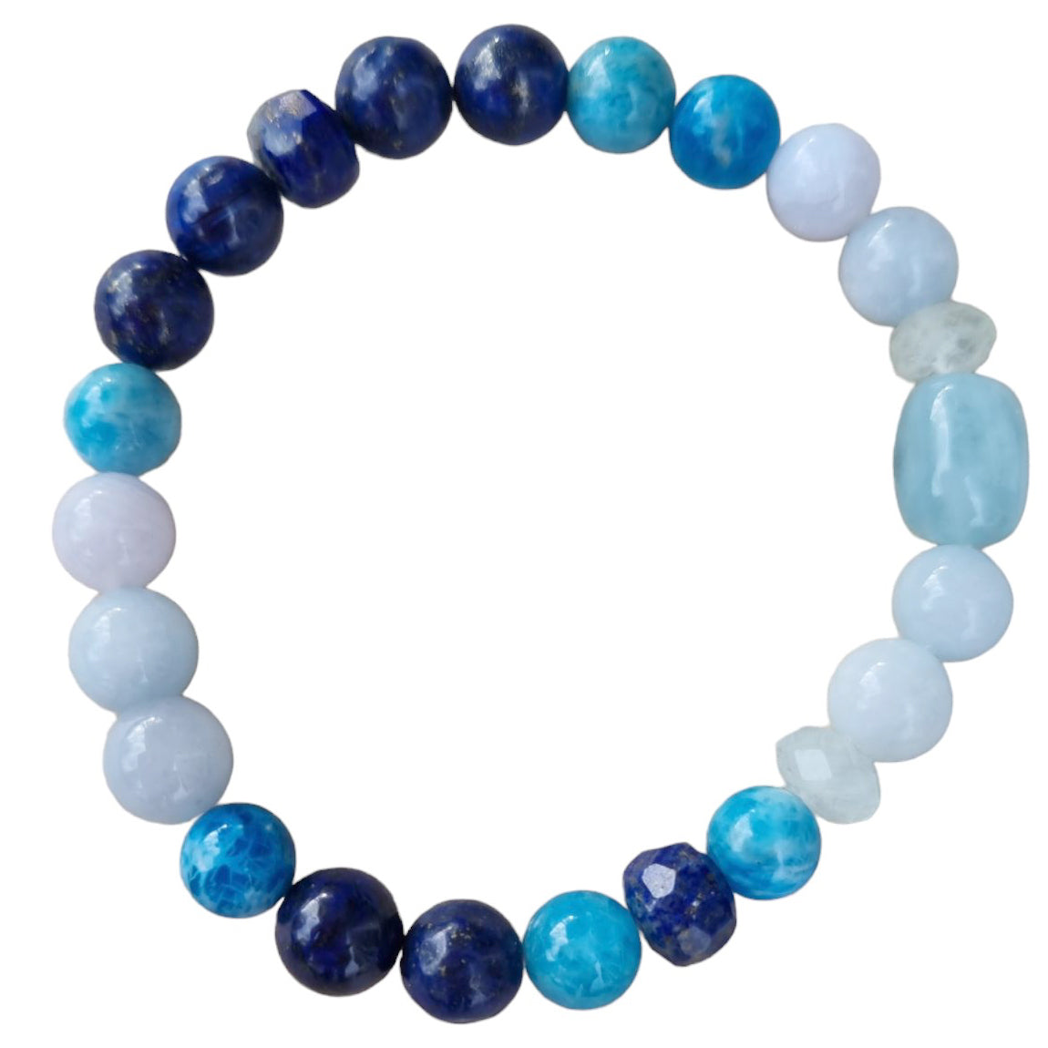 Natural Blue Aquamarine, outlet Azure Amazonite & Agate Gemstone Beads Bracelet Stack