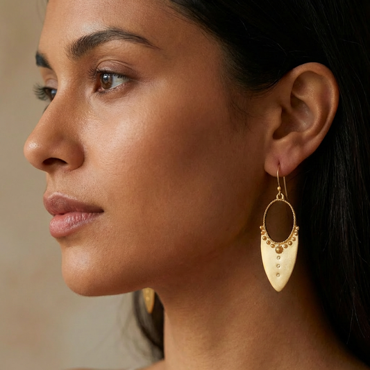 Azal Oval Multi Dot matt gold Earring