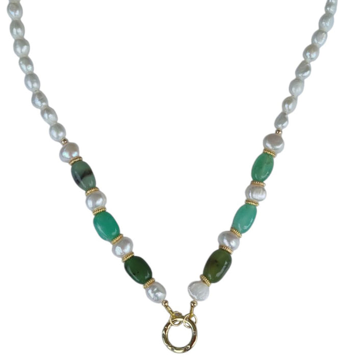 Brielle Pearl and Chrysophase Necklace