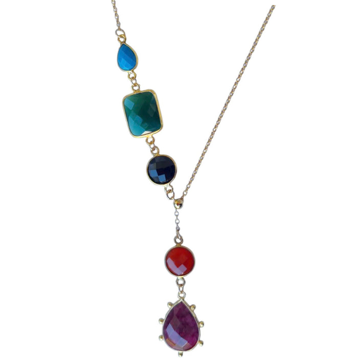 Monty Ruby, Carnelian, Onyx, Green Onyx and Turquoise Sliding Necklace
