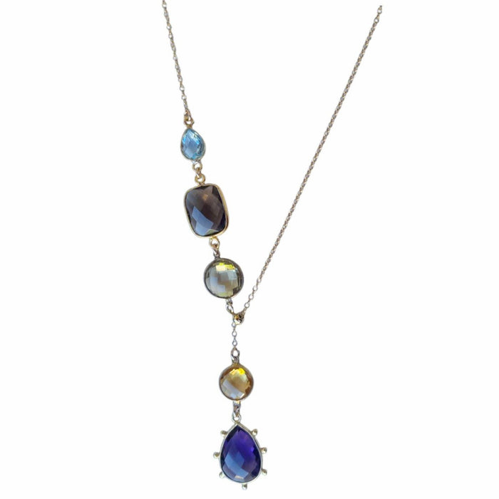 Monty Amethyst, Lemon Quartz, Smokey Quartz and Blue Topaz Sliding Necklace