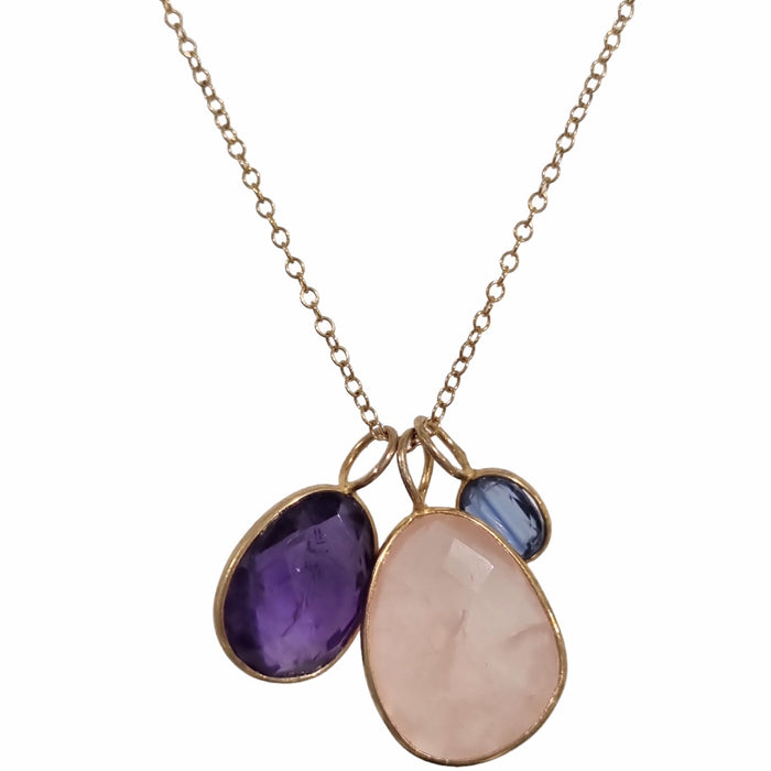 Tatiana 3 Gemstone drop No.11 Amethyst, Rose Quartz & Kyanite one only