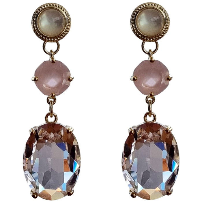 Primavera Crystal Earrings  Mother of Pearl Rose