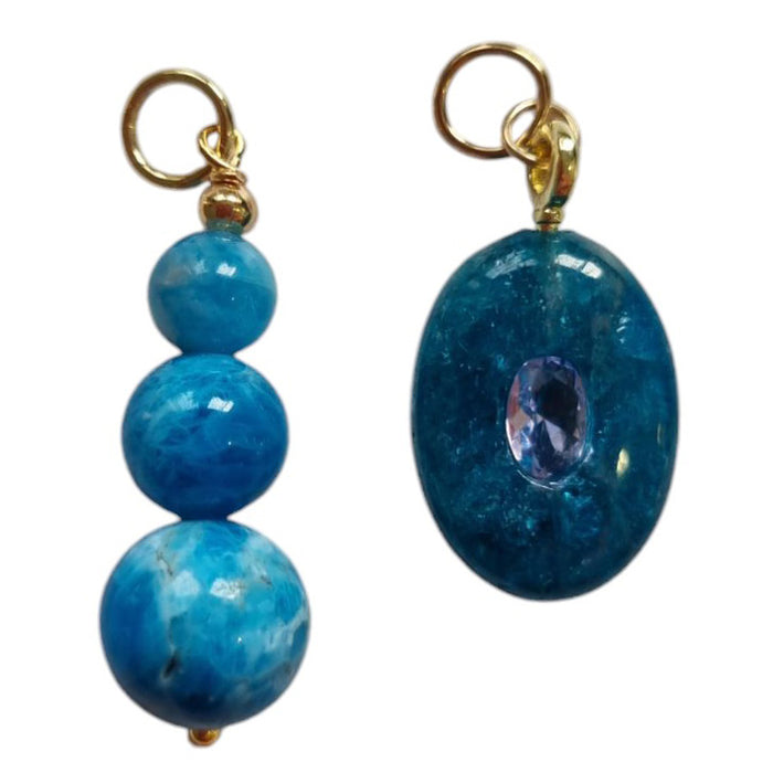 Sage Apatite Gemstone Pendant and Charms