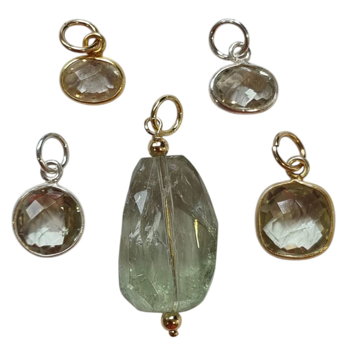 Sage Green Amethyst Gemstone  Pendant and Charms